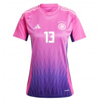 Camisa de Futebol Alemanha Thomas Muller #13 Equipamento Secundário Mulheres Europeu 2024 Manga Curta